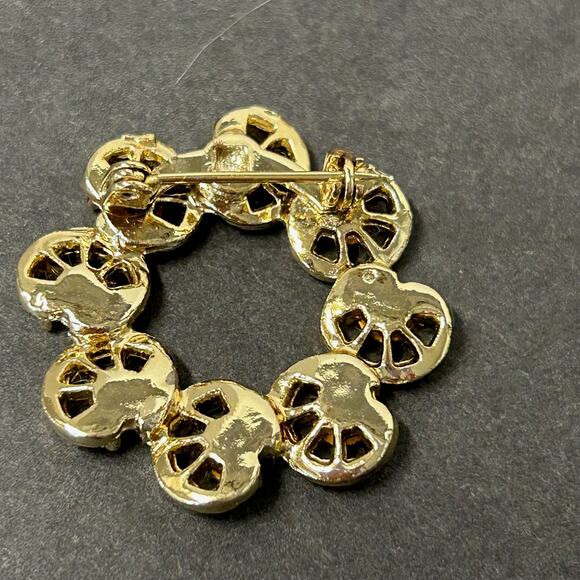 Faux Sapphire Blue Rhinestone Gold Tone Brooch Pin Quantity 2 - Picture 3 of 4